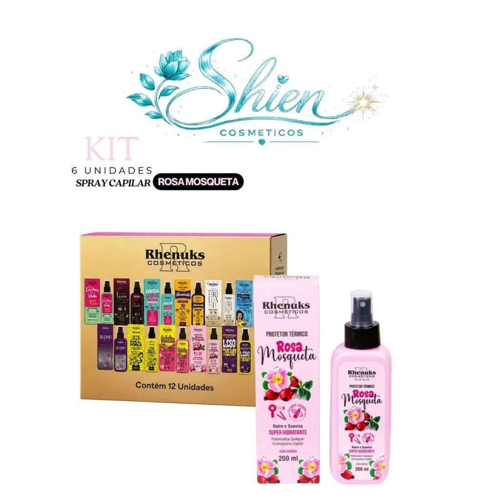 Kit 6 Unidades Spray Capilar Rosa Mosqueta 200ml Rhenuks (Afilhado)