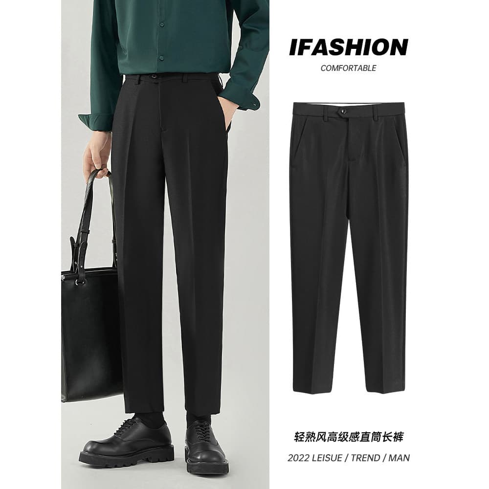 Calças masculinas de negócios Formal Wear Drape calças retas casuais coreano terno calças profissionais magro-ajuste cal