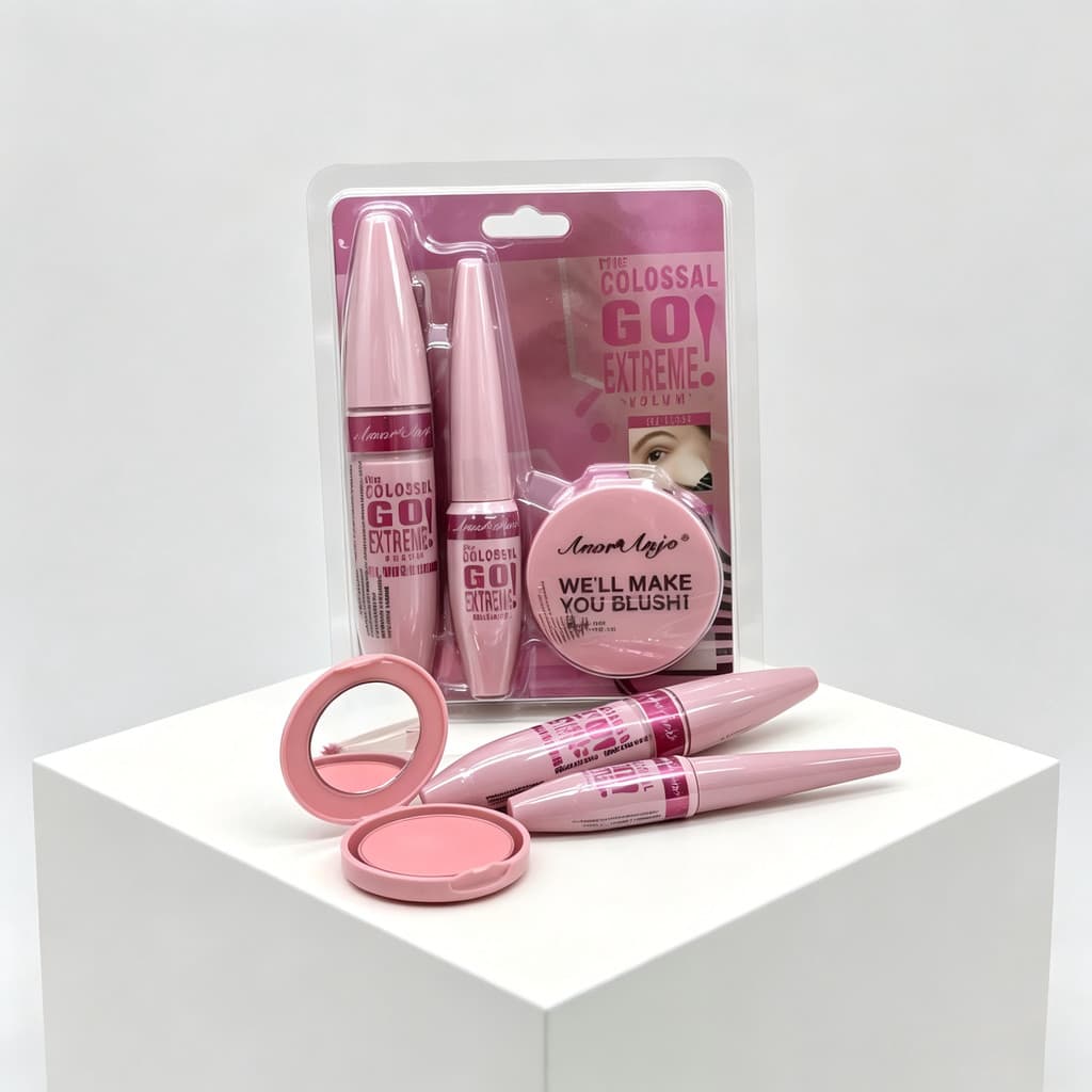 BEST KIT 3 EM 1 RIMEL + DELINEADOR + PÓ ILUMINADOR（ BLUSH) + ESPELHO--pronta entrega