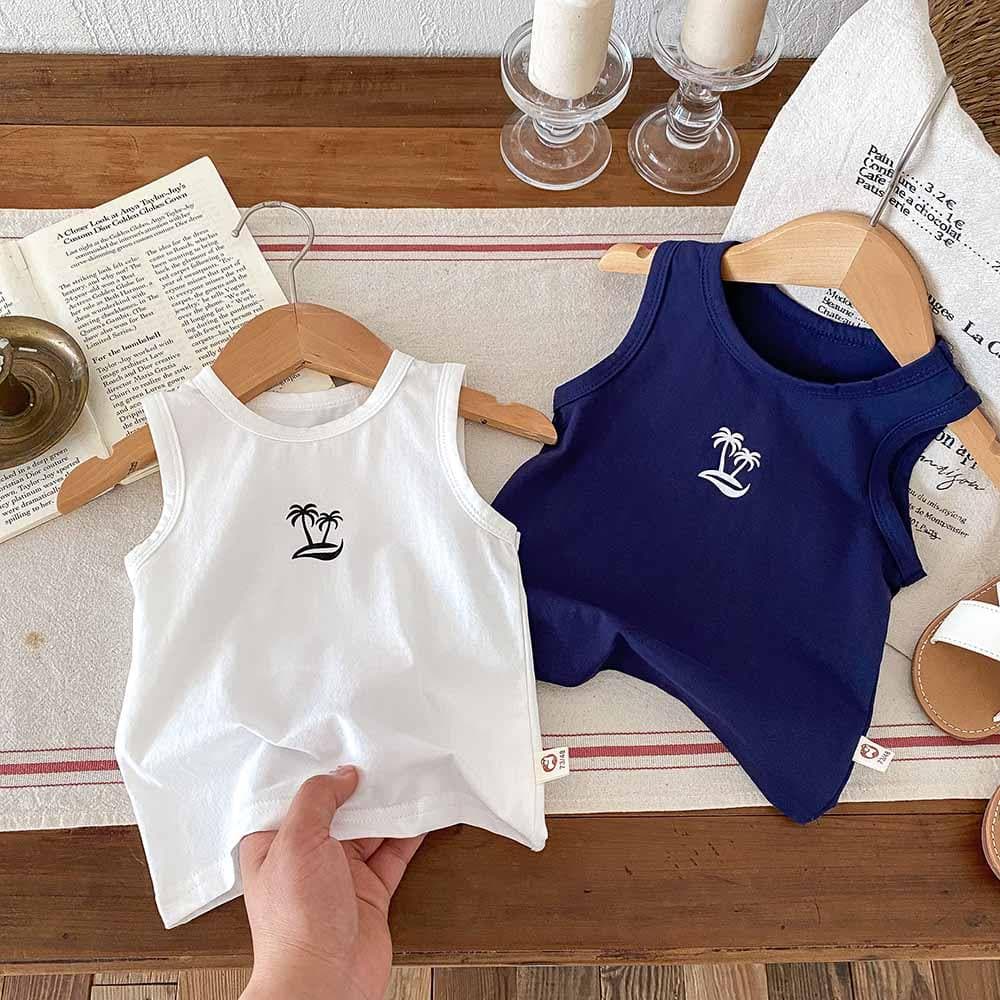 Bebê verão colete fino masculino feminino bebê versão coreana sem mangas camisa de fundo superior crianças bonito All-Ma