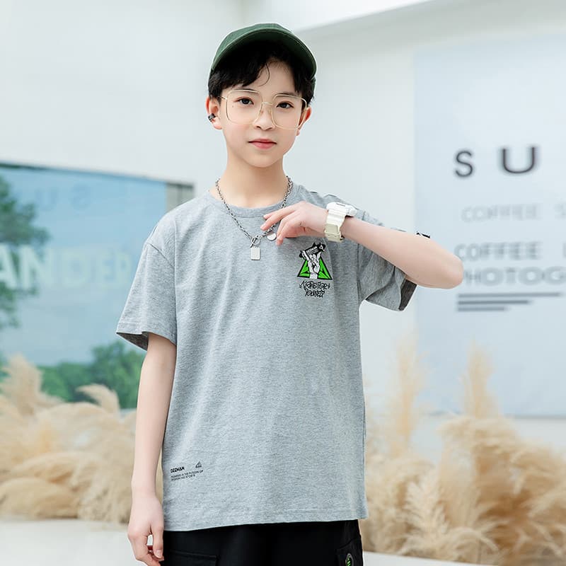 GILE meninos camiseta de manga curta verão grandes crianças puro algodão meninos crianças camisa de fundo roupas infanti