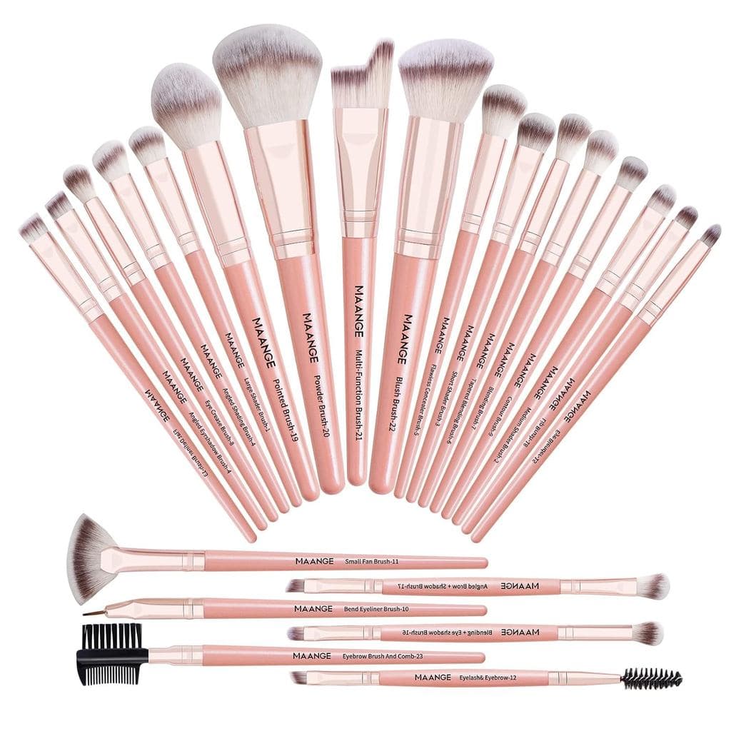 Conjunto de Pincéis de Maquiagem MAANGE 23 Peças, Pincéis de Maquiagem Sintéticos Premium, Pincéis Profissionais para Pó