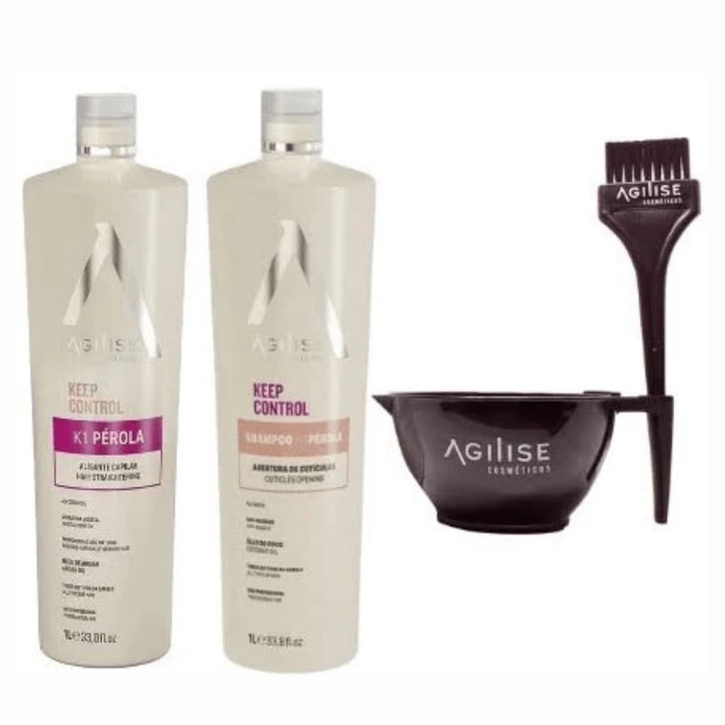 Kit progressiva sem formol vegana + shampoo de limpeza pérola k1 agilise 1l