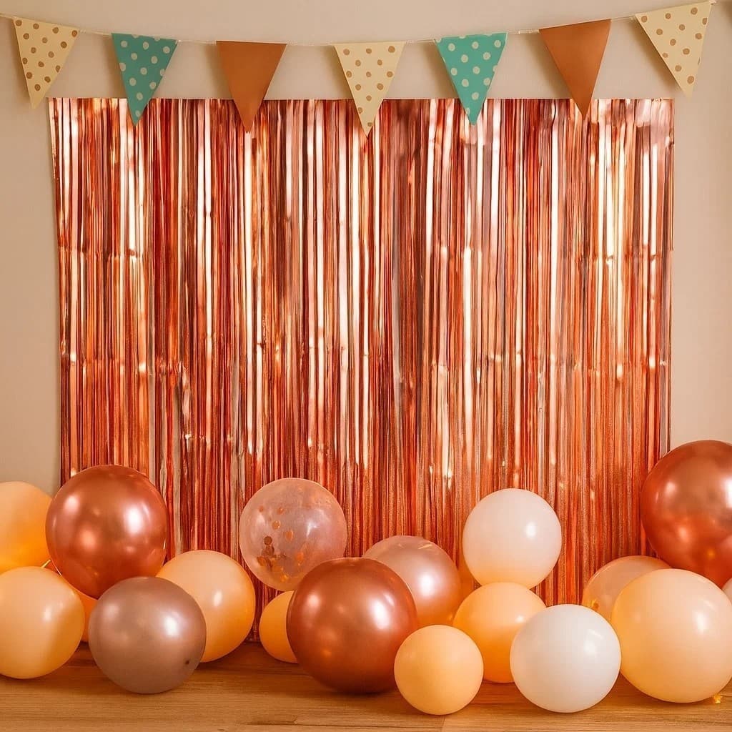 Cortina Metalizada Rose Gold Festa Painel Brilhante Decoração Aniversário Evento Cenário