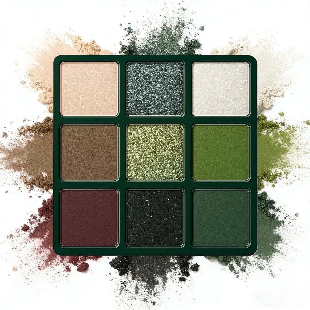 K'APEINE Paleta de Sombras Verde Escuro, 9 Cores, Paleta de Sombras Matte e Brilhantes, Maquiagem para Olhos Pigmentada,