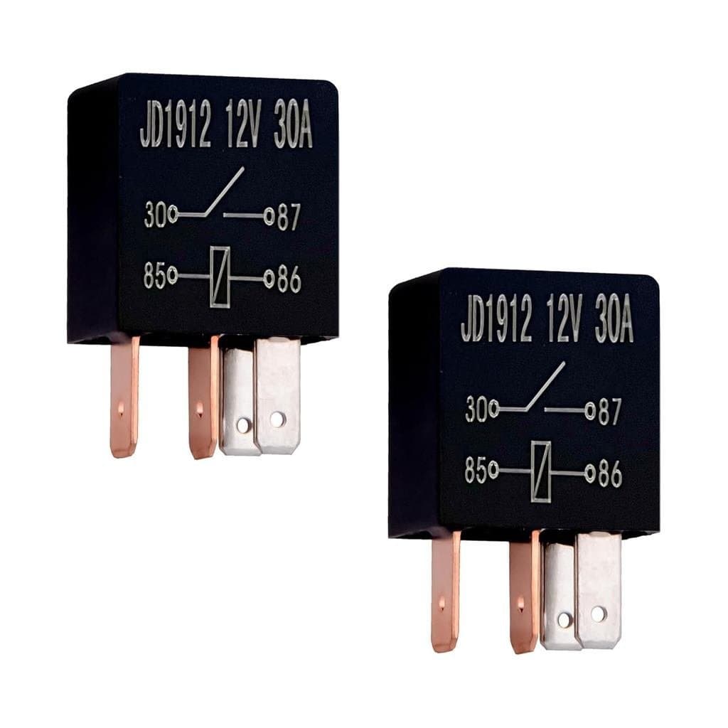 2 Peças de Relés SPDT de 4 Pinos 12V 30A, Relé Automotivo Multiuso, para Caminhões e Carros, Relés Padrão de Alta R