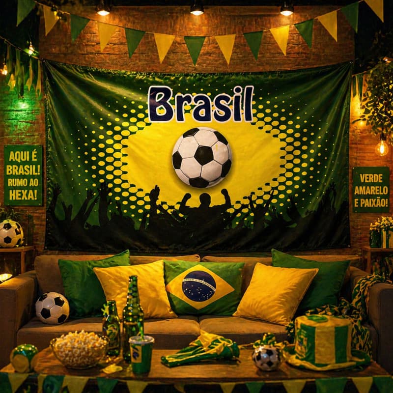Bandeira Grande Brasil Torcida Futebol 150x90cm Copa do Mundo