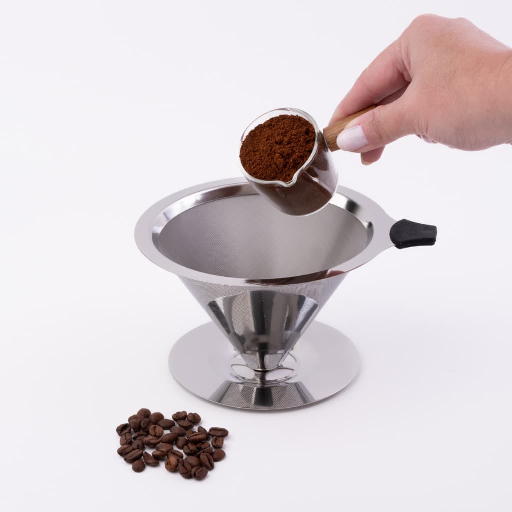 Filtro Coador Café 104 Aço Inox Reutilizavel Extra Grande Lavavel Com Base Suporte Passador Não Precisa de Papel