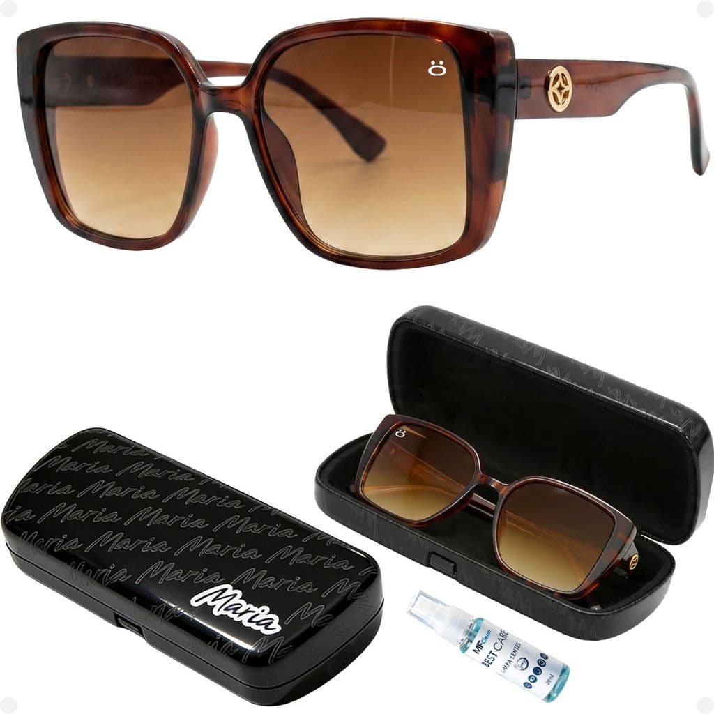 Óculos de Sol Feminino Blogueira Luxo Protecao UV + Case