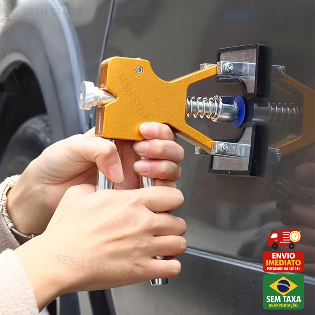Alicate Repuxador Milimétrico C/18 Ventosas Martelinho Ouro Reparo de Amassados em Carro Carros