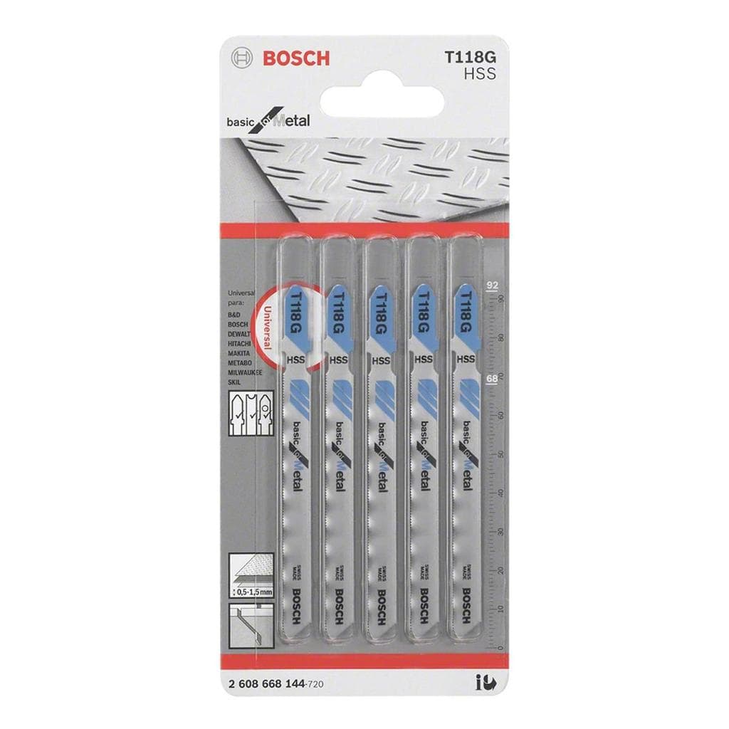 Lâmina Serra Tico Tico Bosch T118G Basic For Metal 5 Peças