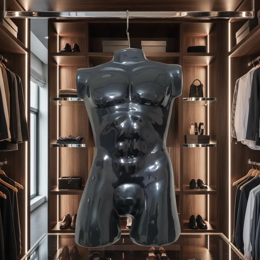 Cabide Corpinho Pvc Masculino Collant Busto Preto