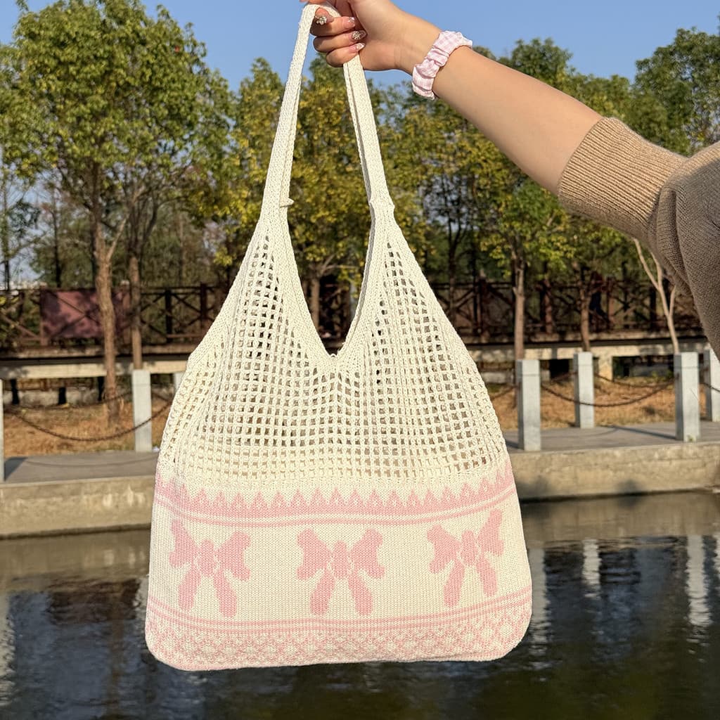 Preguiçoso novo estilo Casual beira-mar praia bolsa de ombro feminina tecido artesanal grande capacidade férias tecido o