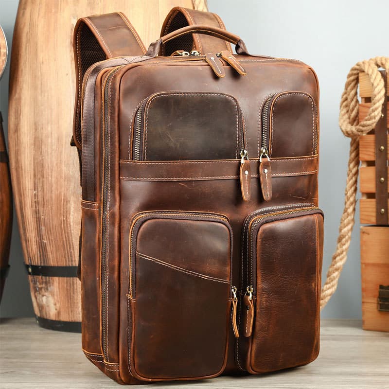 Exportação de comércio exterior cavalo louco couro retro Casual saco de viagem ao ar livre retro mochila de couro genuín