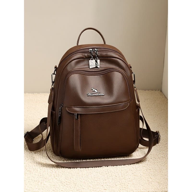 High-End sentido lichia padrão mochila feminina 2026 novo estilo de grande capacidade All-Match mochila de couro macio C