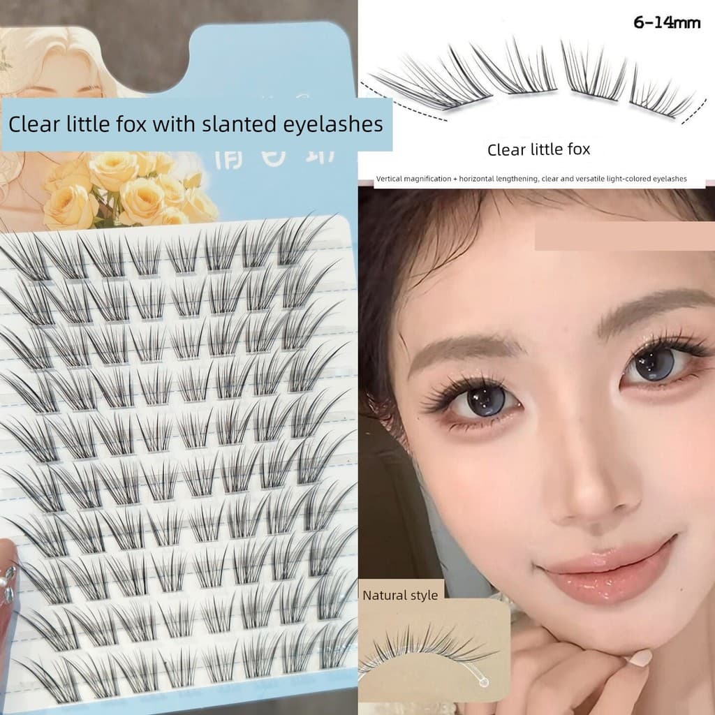 Extensão de cílios Cílios naturais postiços 3D Oblíqua voando estilo coreano claro pequena raposa cílios postiços