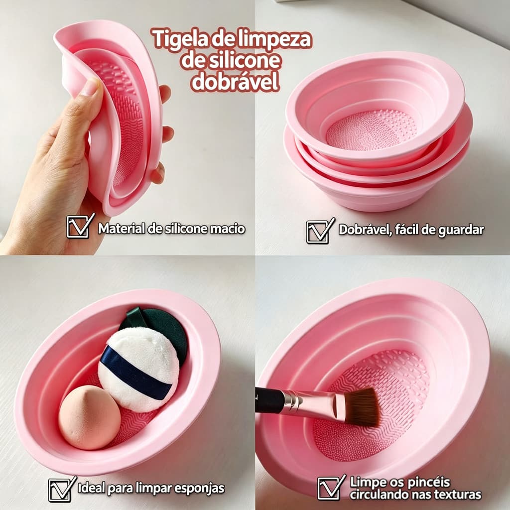 Tigela dobrável Tigela de Lavagem Escova da Composição de Silicone Tigela Dobrável pronta entrega
