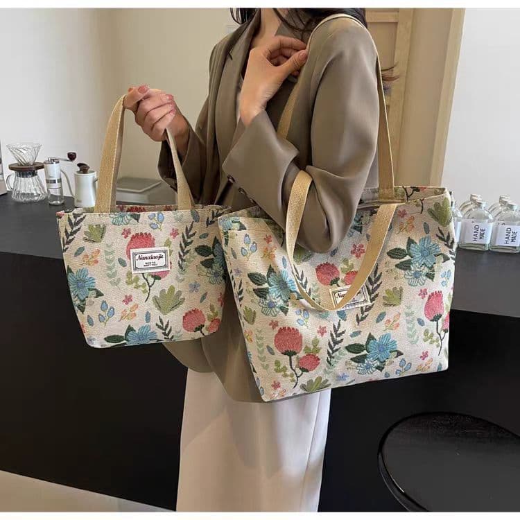Senhoras bolsa de ombro 2026 All-Match versão coreana senhoras flores florais nicho ins estudante sacola classe influenc
