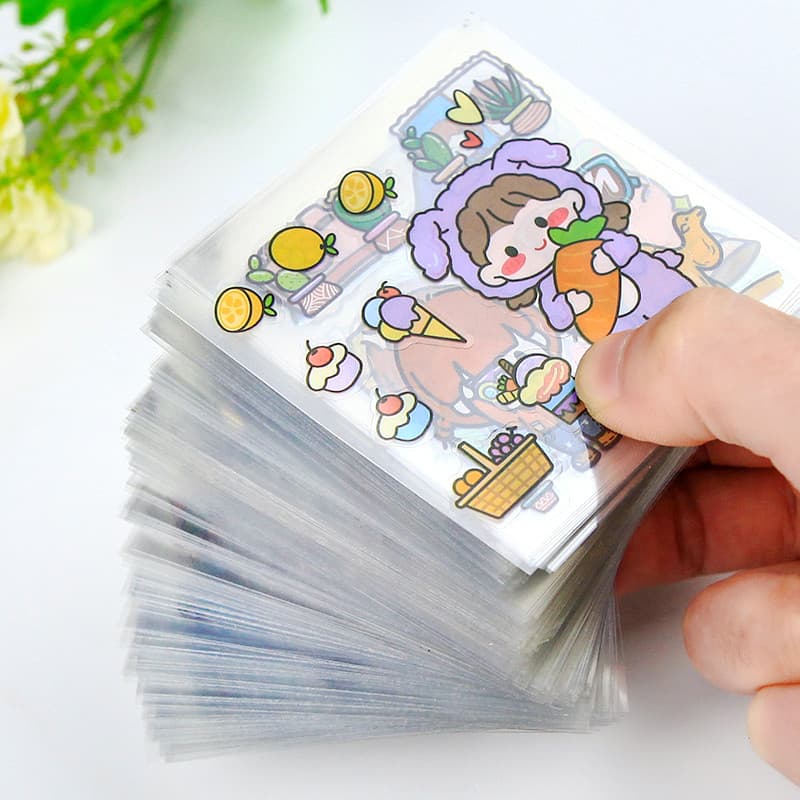 50 adesivos bonito DIY cuco cartão manual dos desenhos animados menina manual decoração Material adesivos conjunto trans