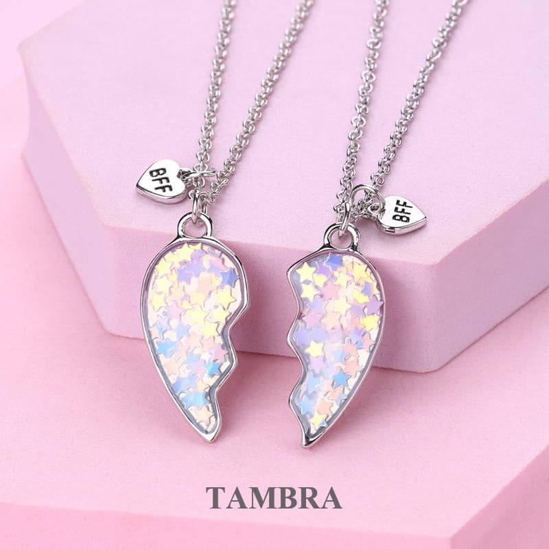2pcs/Set Colar De Amizade Em Forma De Coração Star Sequin Stitching Pendant Chain Exquisite E Lovely Bff Para Amigo OP0G