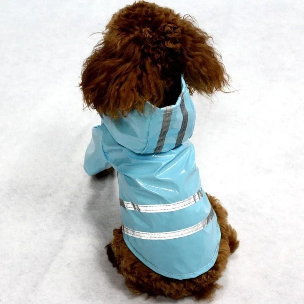 Capa de Chuva com Capuz para Cães, Roupa Refletiva de PU para Cães, Vestuário Pequeno Impermeável e à Prova de Vento