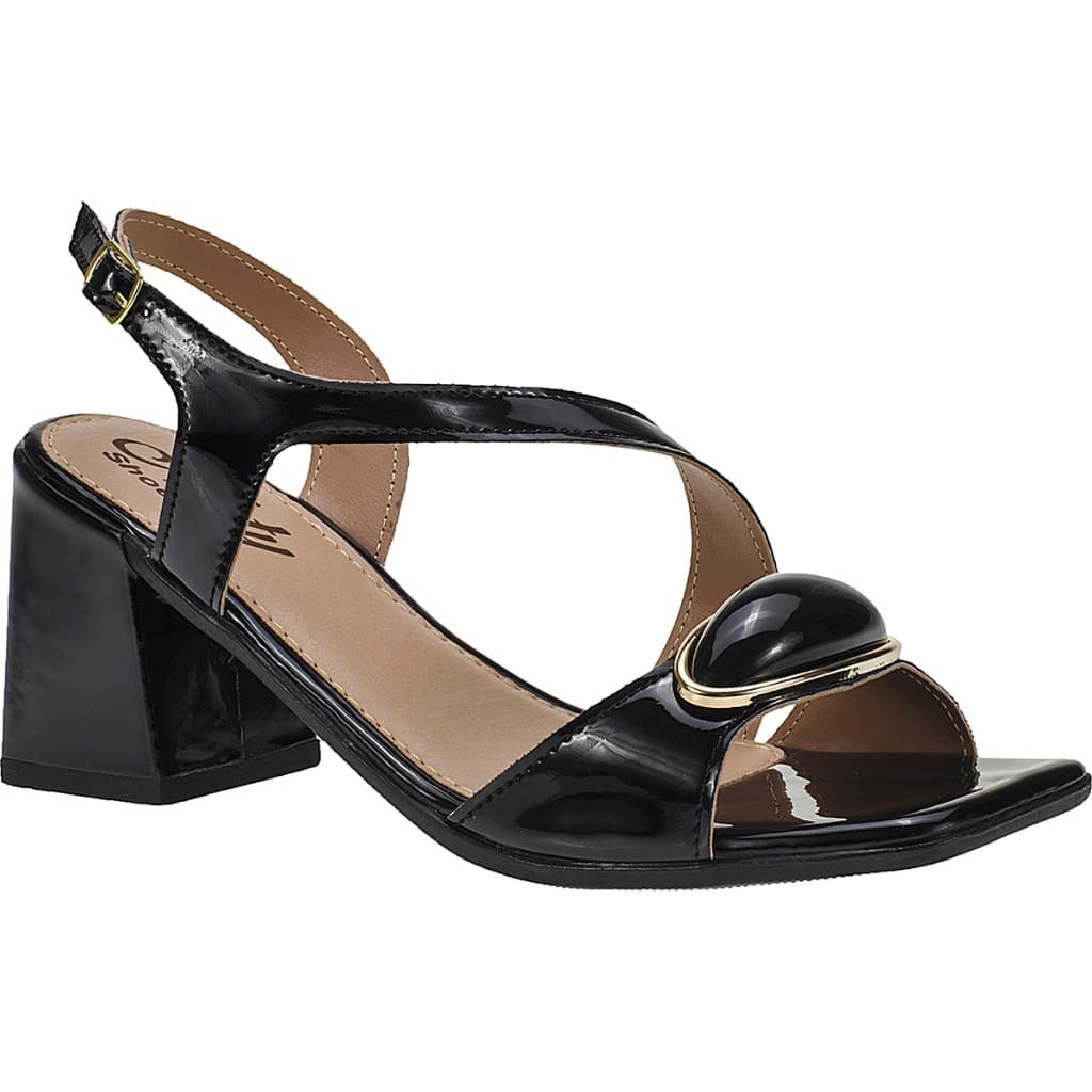 Sandália Jade Feminina Naty Shoes Salto Alto Grosso Confortável Enfeite Gota Moda Blogueira