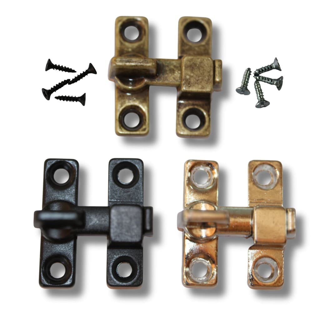Kit c/ 6 Trincos Fecho Tranqueta Metal Bico Virado para Portas e Janelas e parafusos