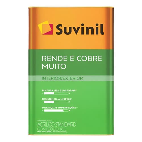 Tinta Suvinil Acrílica Standard Rende E Cobre Muito 18L