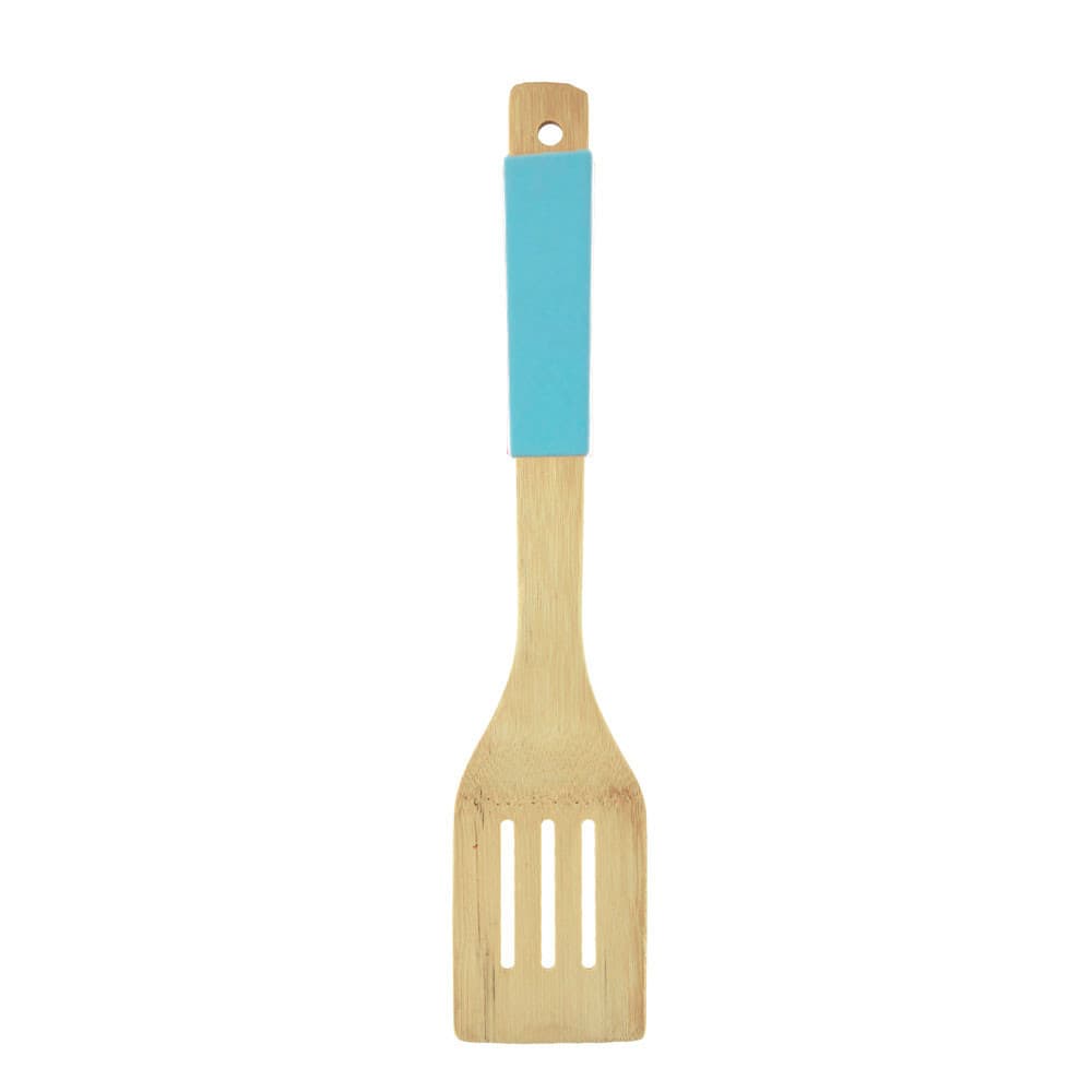 Espátula Vazada Cabo em Silicone Nature Azul 30cm Mai Home