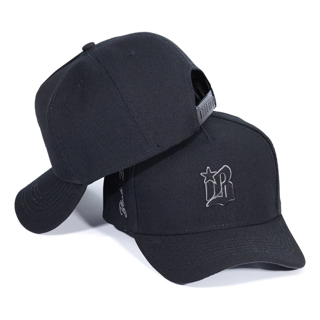 Boné Masculino Aba Curva All Black Brazil Logo Bordado Cinza