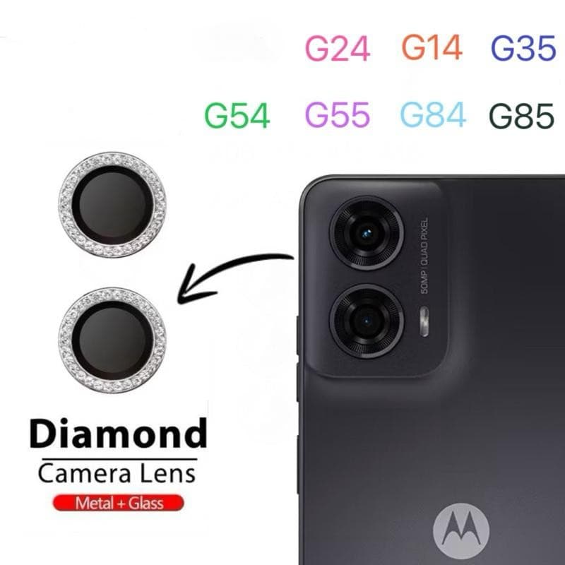 Kit Película Lente Camera Brilho brilhante Diamante Pra Moto G14 G24 G35 G54 G55 G84 G85 G75 Edge 50