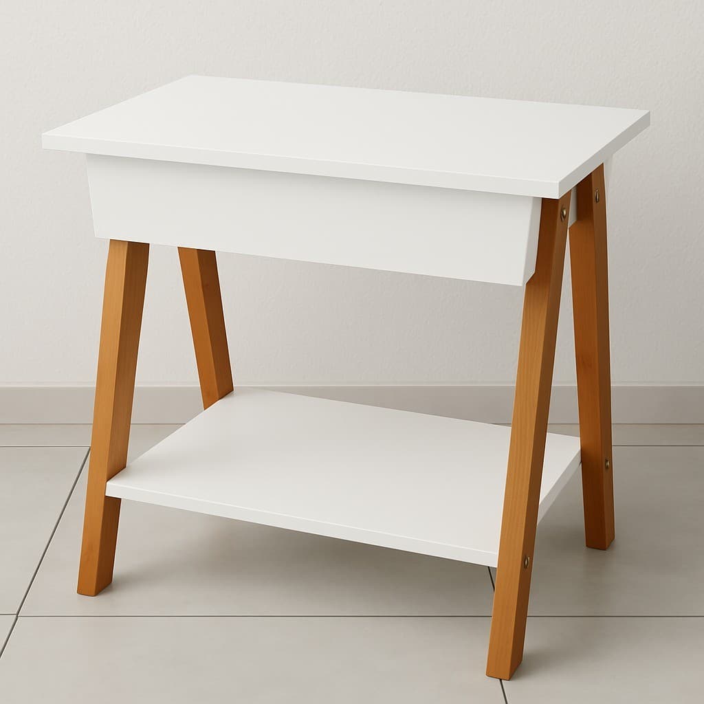 Mesa Lateral Old Tebarrot Móveis Branco Amêndoa 1 Gav Office