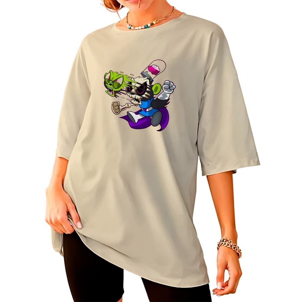 Camisa Camiseta Macaco Louco Zumbi Oversized Streetwear Unissex ref-3912 Dtf