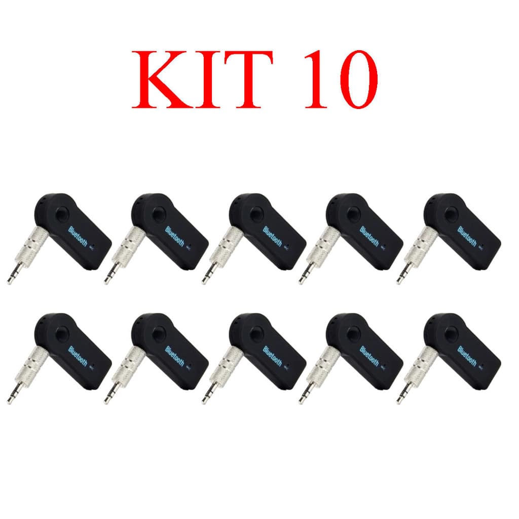 Kit 10 Adaptador Bluetooth P2 Music Call Speaker Carro 3.5mm Sem Fio