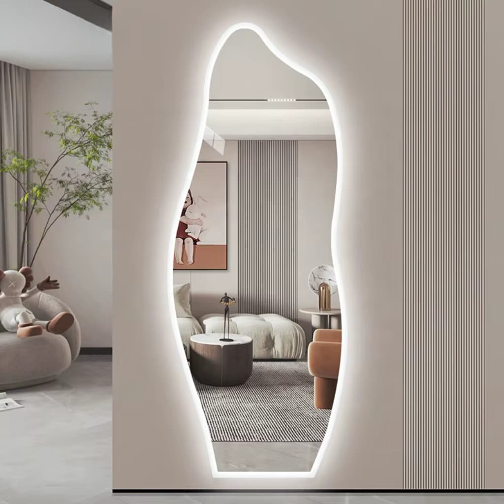 Espelho de Parede Orgânico LED 110x50cm com Iluminação Integrada