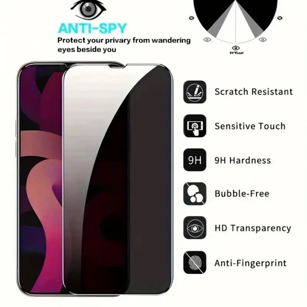 KIT3 Anti-Spy Premium Vidro Temperado 3D Privativa para iPhone XS/XR/11/12/13/14/15/16 Pro Max e Novo iPhone 17