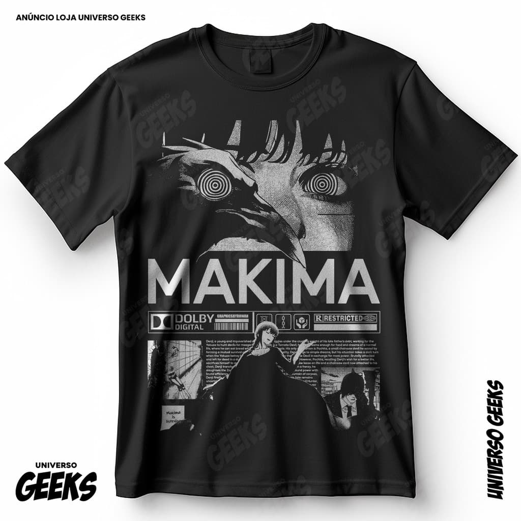 Camiseta Chainsaw Man Makima Anime Manga Japonesa Devil Blusa Camiseta de Anime 100% Algodão
