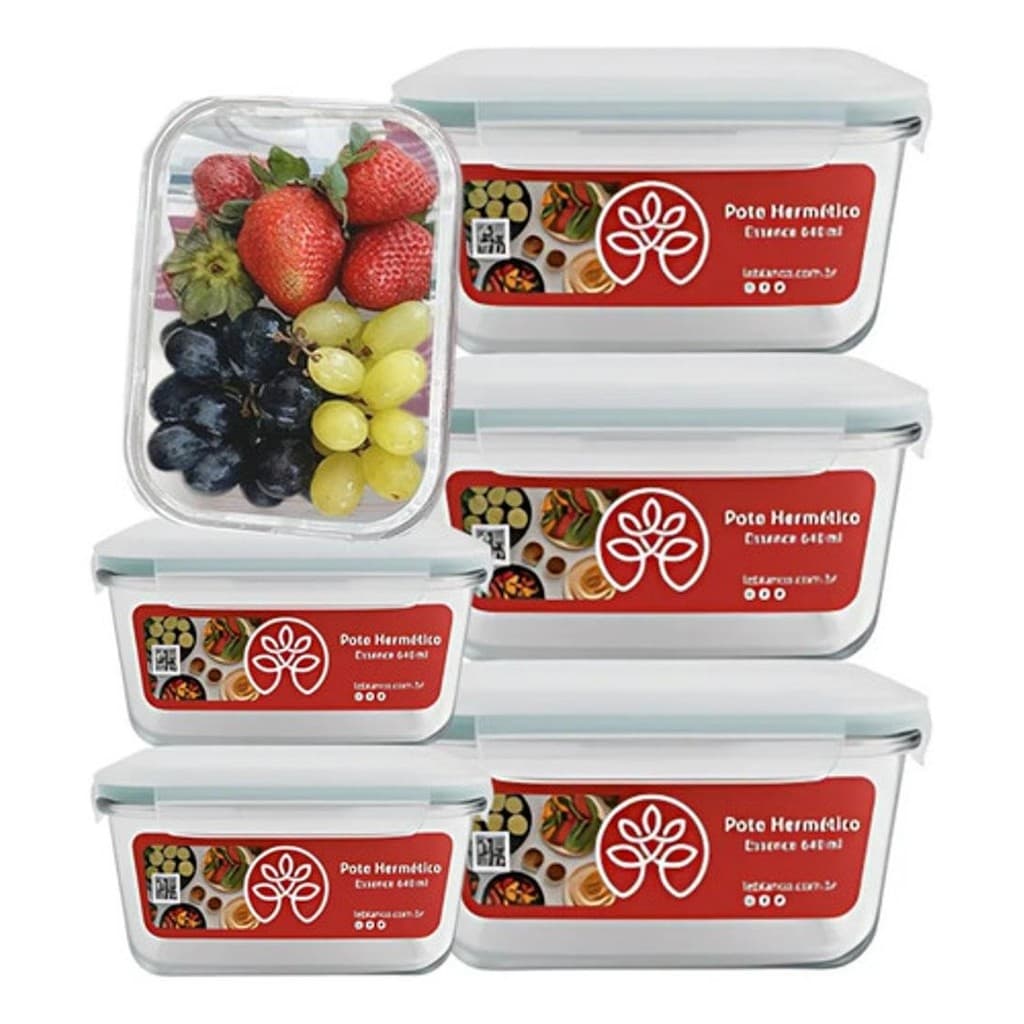 Pote De Vidro Hermético Marmita 640ml Tampa Com Trava Transparente
