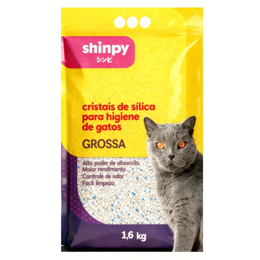 Areia Higiênica Shinpy Sílica Grossa 1,6kg para Gatos