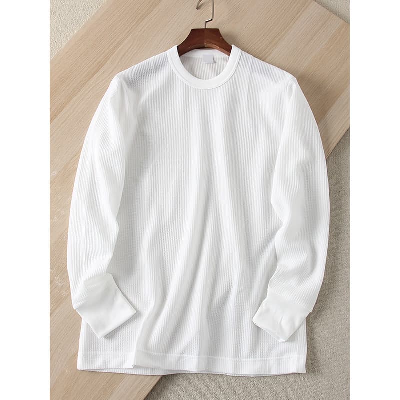 2025 novo produto estilo fino respirável Waffle esportes Casual em torno do pescoço interior de manga comprida All-Match