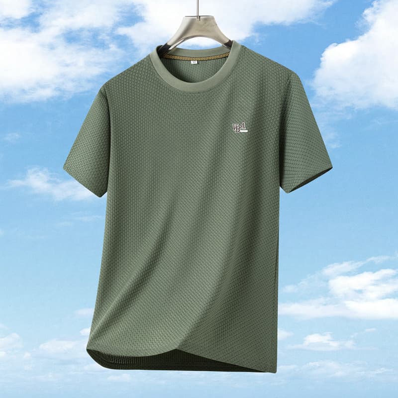 Camiseta masculina de seda gelo de manga curta verão novo estilo meia manga camiseta na moda masculina Casual roupas sup