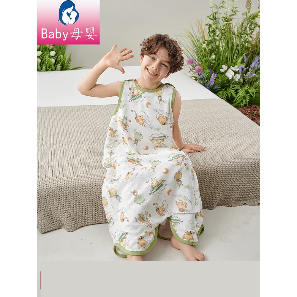 Japão médio grande crianças gaze saco de dormir verão estilo fino ar condicionado sala crianças bebê colete estilo Kick-