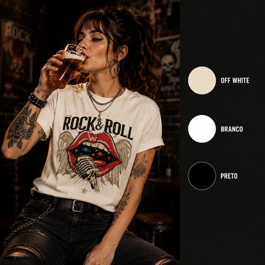 Camiseta Rock Feminina, CAMISA FEMININA ROCK, CAMISA VINTAGE, CAMISETA ALGODAO PREMIUM