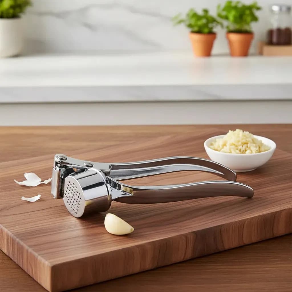 Espremedor de Alho Inox 15cm Compacto Amassador Triturador Manual Resistente