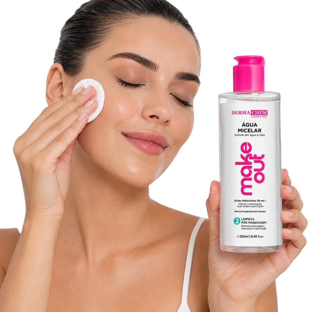 Água Micelar Com Ácido Hialurônico 10 Em 1 Dermachem 250ml Removedor Maquiagem
