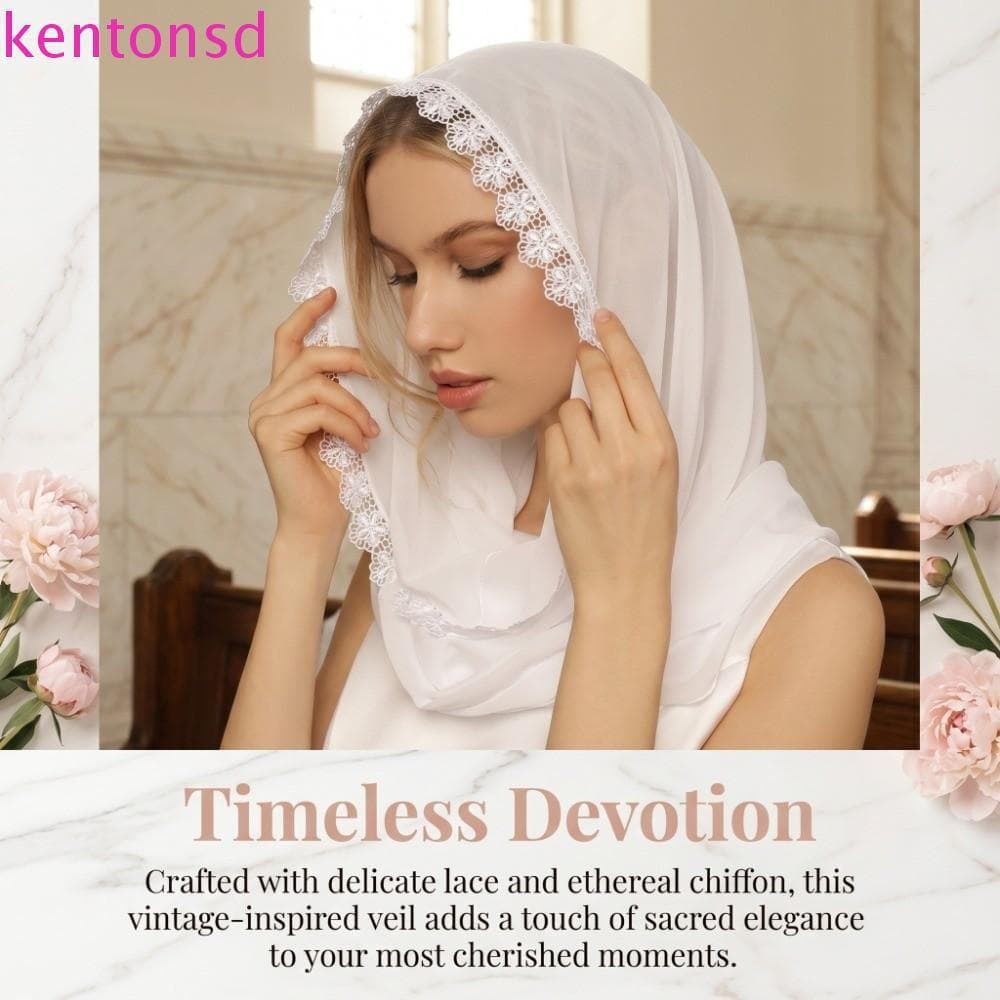 Hijab De Casamento KENTONSD , Lenço De Noiva Com Acabamento Em Renda À Prova De Sol , Véu Elegante De Cor Sólida De Igre