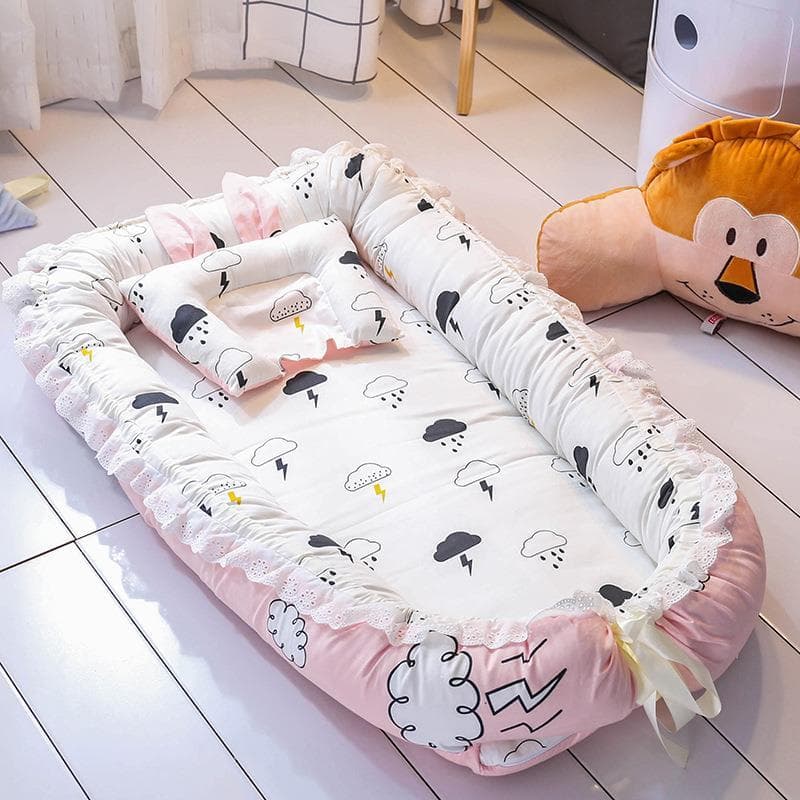 Hemei berço cama portátil removível lavável estilo renda cama de isolamento de bebê berço ninho de bebê