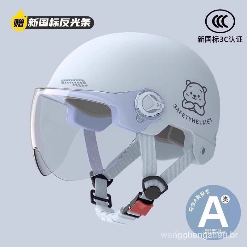 Capacete de Scooter Elétrico Certificado Padrão Nacional para Mulheres, Capacete de Proteção Solar de Verão para Motocic