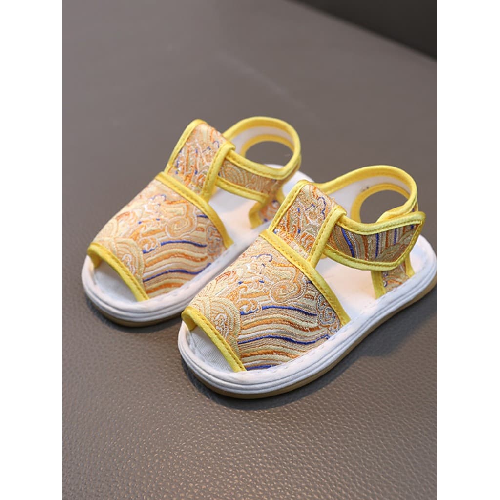 Bebê Hanfu sapatos homens pegar Zhou estilo antigo Tang terno sapatos de um ano de idade meninos sola macia antiderrapan