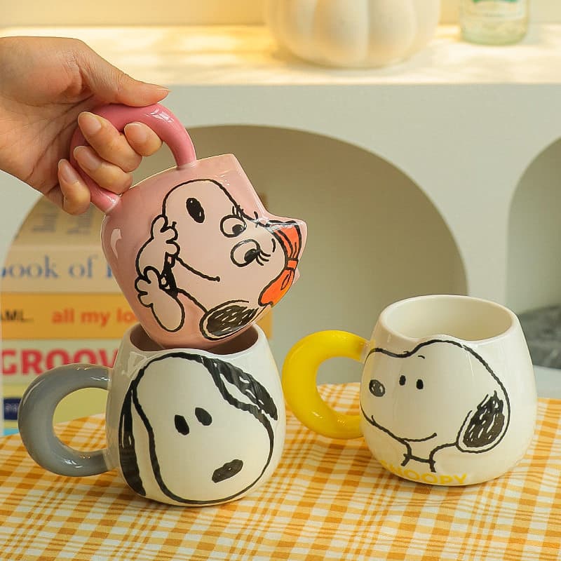 [Frete grátis] Copo de água Copo térmico Copo de café Caneca Copo de água fofo de desenho animado Caneca Snoopy Copo de